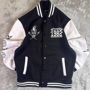 Metallica Varsity Jacket 1982 Black White Button Up Band Jacket Mens Small